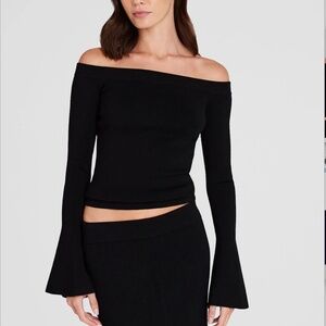 Off-The-Shoulder Rib Sweater - Brand New - NEVER WORN - Black